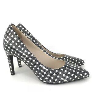 COLE HAAN 8 Eliza Grand Dress Pumps Snakeskin Embossed Leather White Black Twee